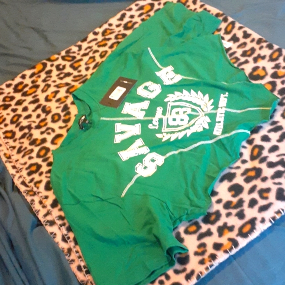 Green and white crop top, Size L, by Fashion Nova